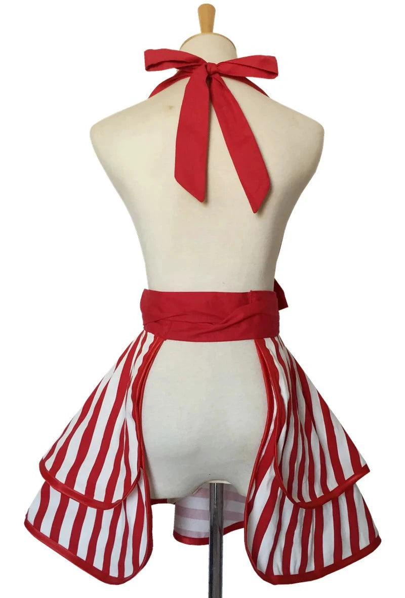 Hübsche ärmellose Küchenschürze aus Baumwolle mit verschiedenen Mustern