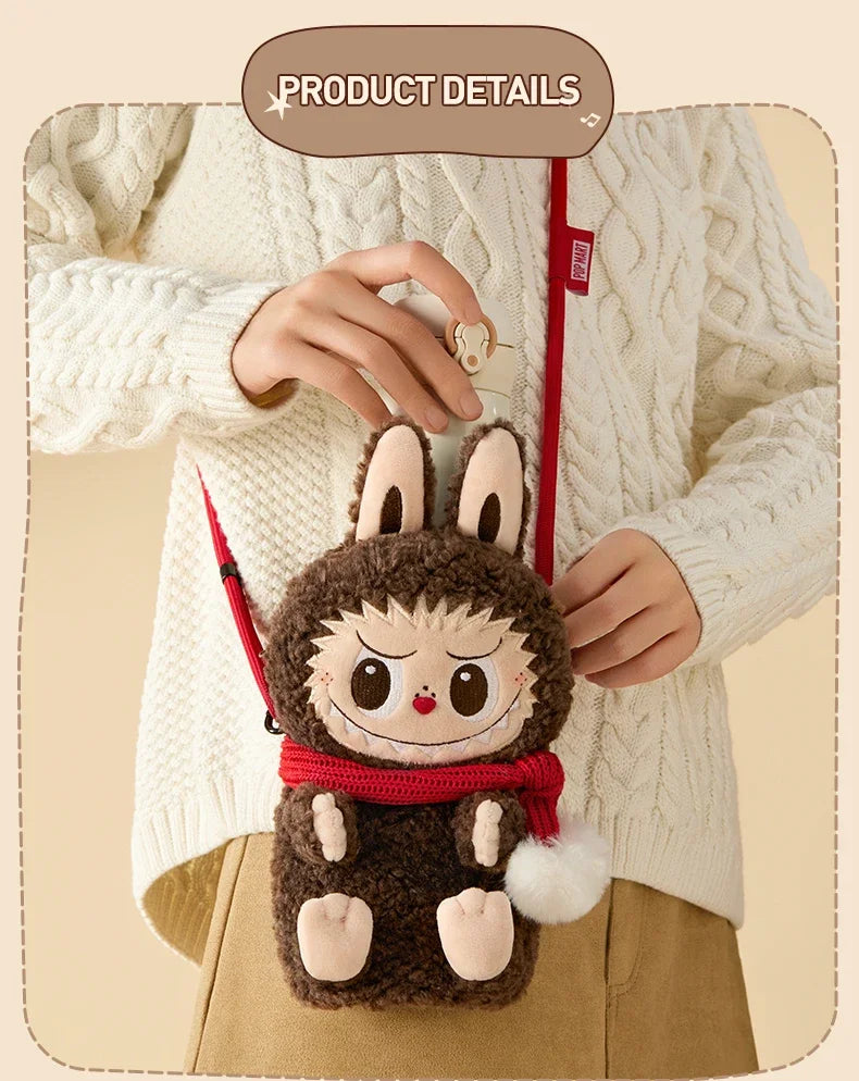 Pop Mart Labubu Die Monster Plüsch-Schultertasche, braun
