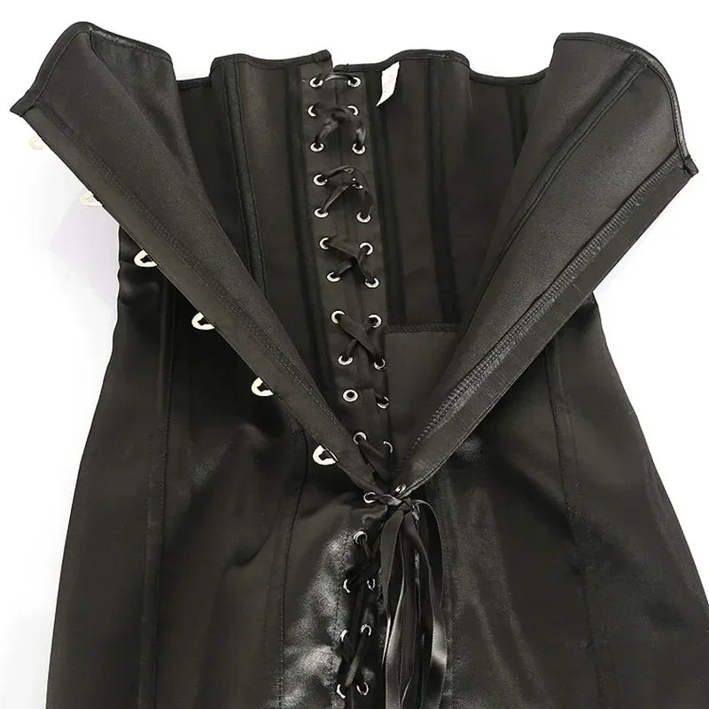 Überbrustkorset aus Satin mit Schnürung im Gothic-Stil – Große Größen