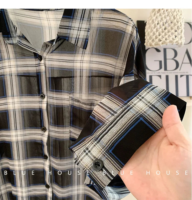 Chemise Protection Solaire À Carreaux Rouge Noir Manches Longues