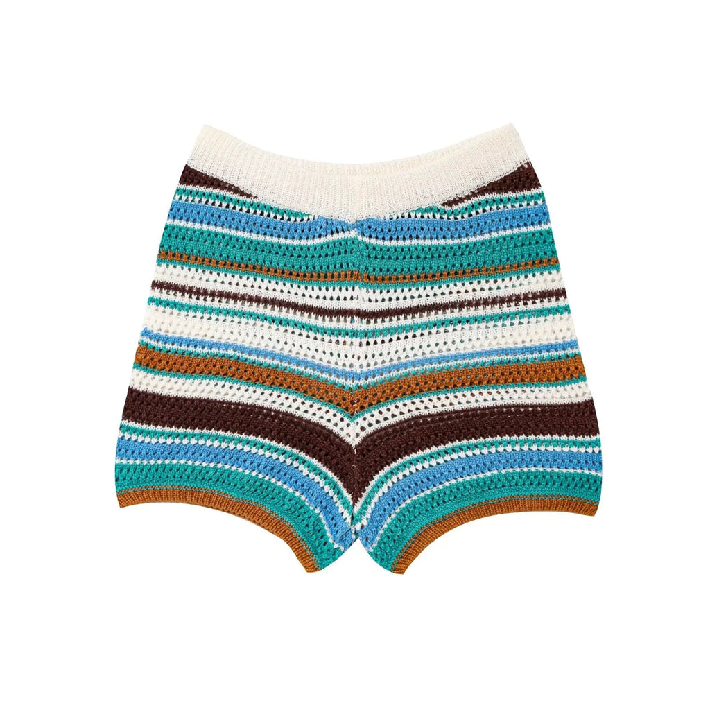 Les Secrets de Léa – Ensemble maille crochet rayé short et polo – Samia