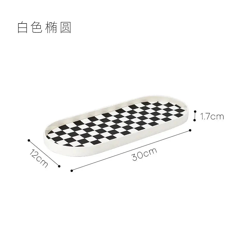 Epeiushome - Black and White Checkerboard Office Staircase, Nordic Ins Style, Square, Crescent-shaped Storage