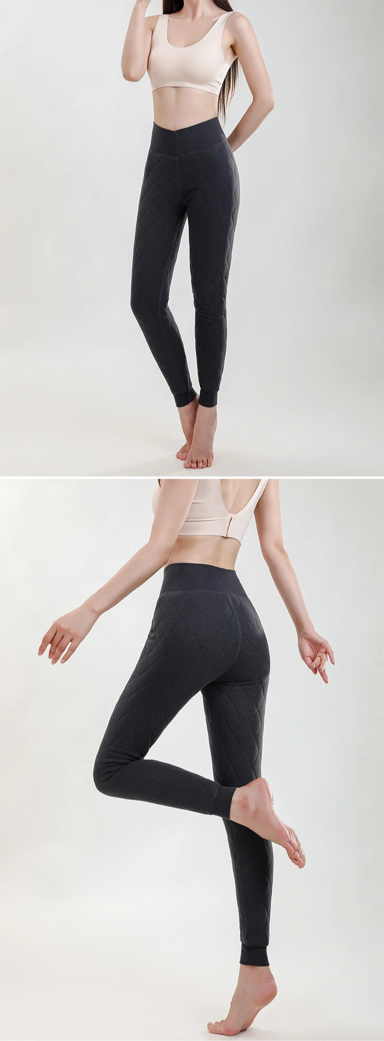 Legging Velours Taille Haute Femme Rose Doublé Polaire Chaud Hiver