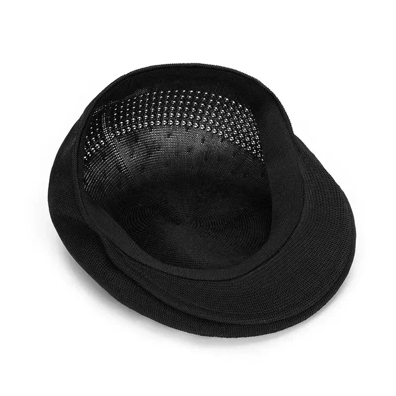 Béret En Laine Noir Motif Étoiles Tricot Été Fin Unisexe