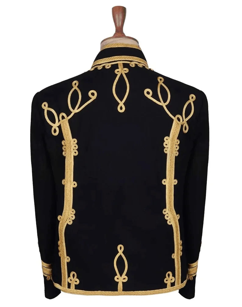 Veste Hussard Tressée Noire Doré Napoléonienne Sur Mesure