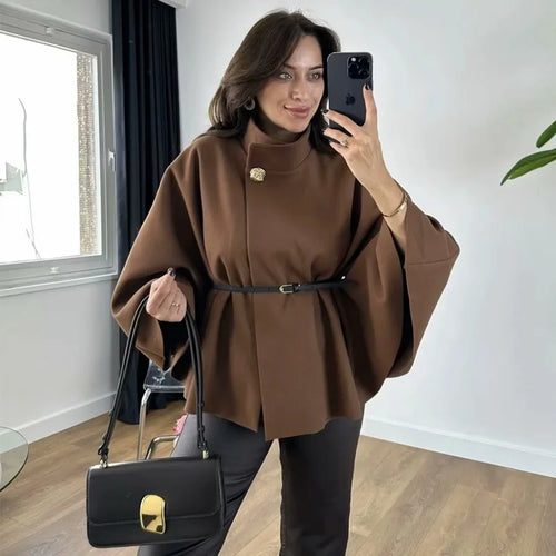 HXAO Cape Manteau Oversize Noire à Manches Larges Évasées