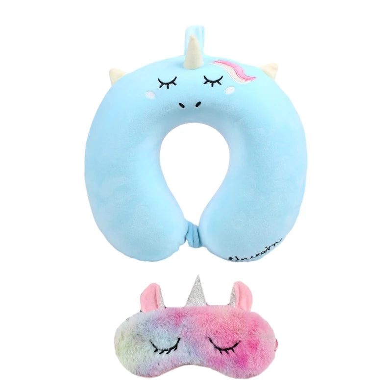 Oreiller avec masque pour les yeux, coussin tête cou, licorne, vol d'affaires, livraison directe by LSDLBoutique.ch