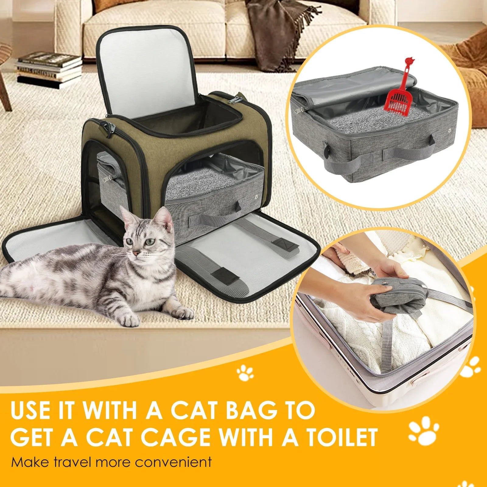 Bac À Litière Pliable Pour Chat Avec Pelle Incluse Étanche Transport Facile Et Pratique by LSDLBoutique