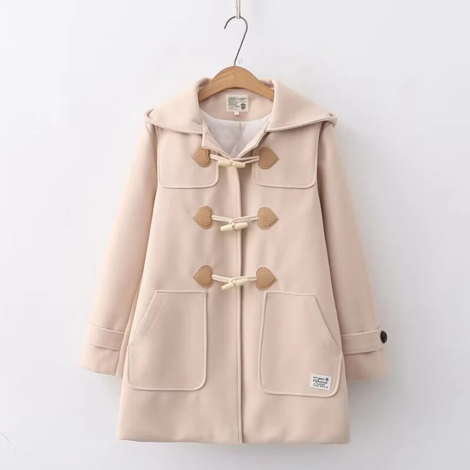 Harajuku Veste Tweed Coton Capuche Doux Pour Fille