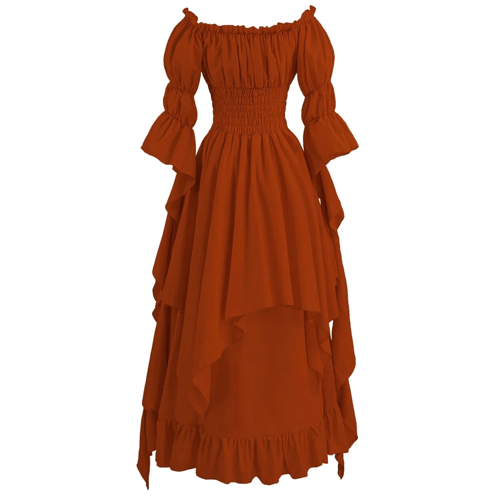 Robe longue style médiéval manches longues encolure élastique