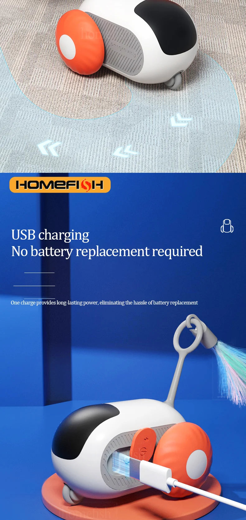 Homefish Voiture Chat Intelligente Deux Modes Télécommande