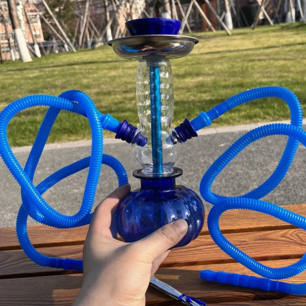 Shisha-Set Oval Guillé Acryl Doppel Silikonschlauch Riesig Mai