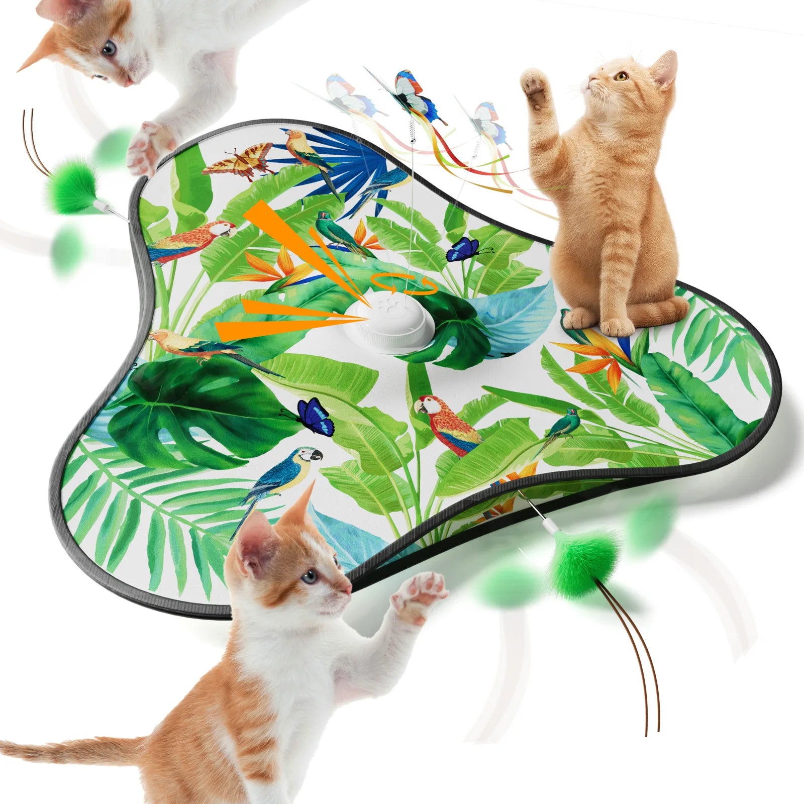 Jouet Chat Papillon Interactif Mouvement Activé Plumes Cachées