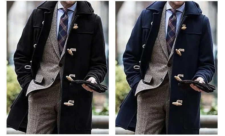 Pardessus en Duvet D'Oie Épais Boutons en Corne Long Nordique