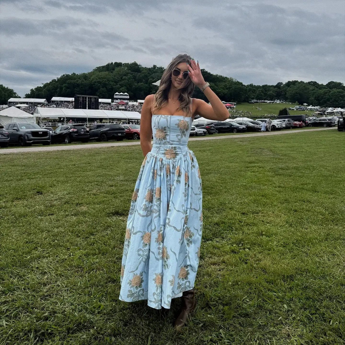 Mingmingxi Sommerkleid mit elegantem Blumenmuster, Neuheiten 2025, Spaghetti-Träger, ausgestelltes Maxikleid, Urlaub, Partykleider für Damen
