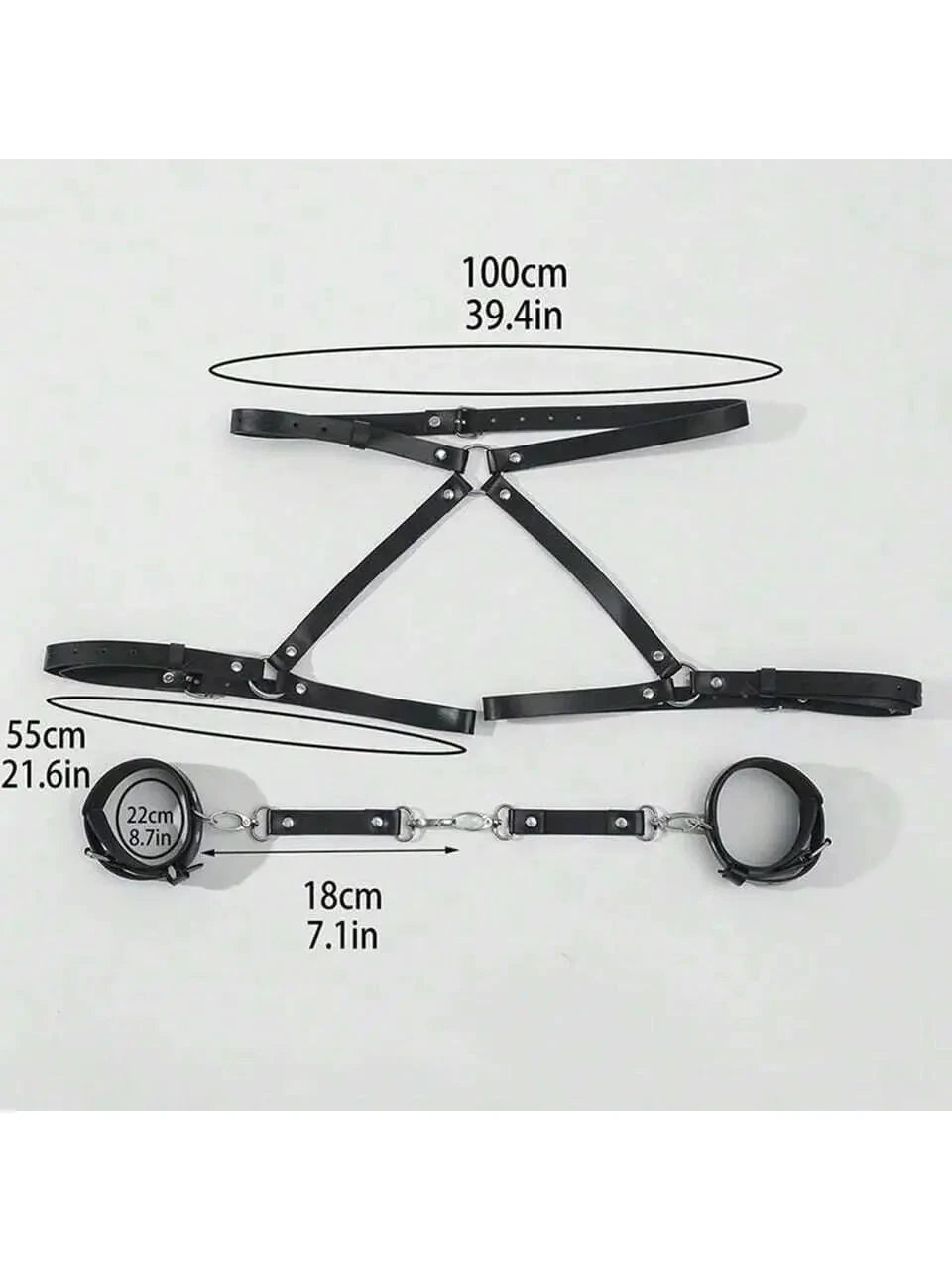 Kit BDSM Cuir Harnais et Menottes pour Jeux de Couple Débutants Sécurisés Confortables by LSDLBoutique