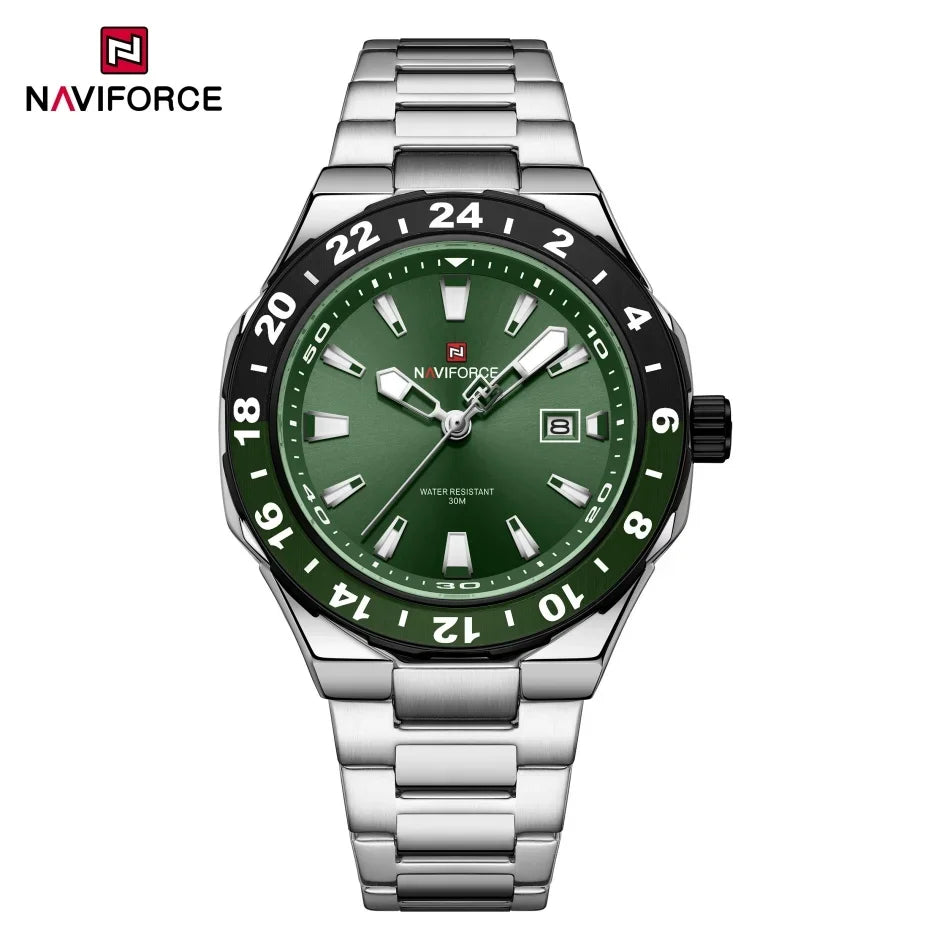 Naviforce Montre Homme Luxe Sport Quartz Horloge Calendrier Lumineux Étanche En Acier Inoxydable by LSDLBoutique.ch