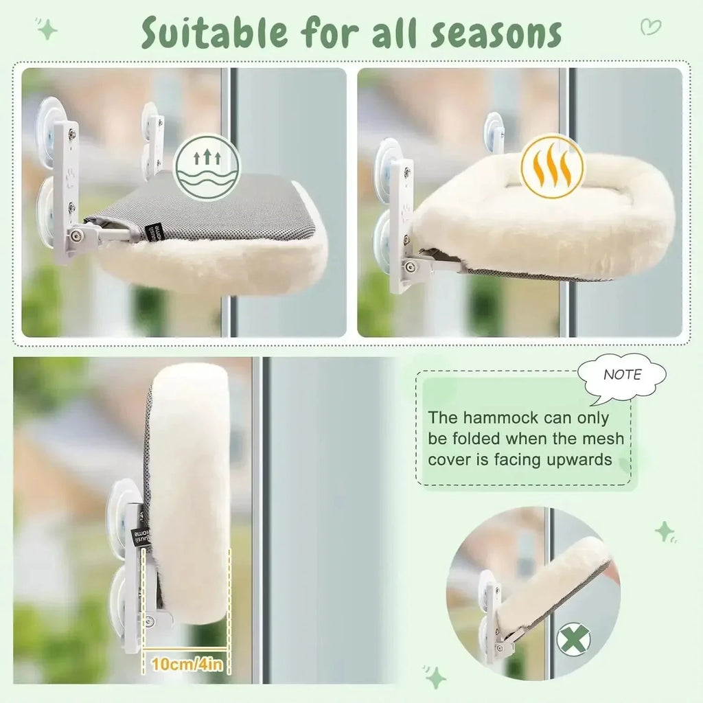 Winterhängematte für Katzen mit Saugnäpfen zur Fensterbefestigung