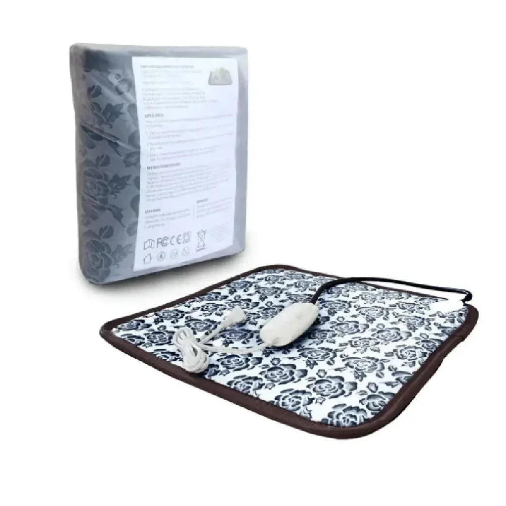 Wasserdichte, beheizbare Haustierdecke, graues Blumenmuster, für Katzen und Hunde