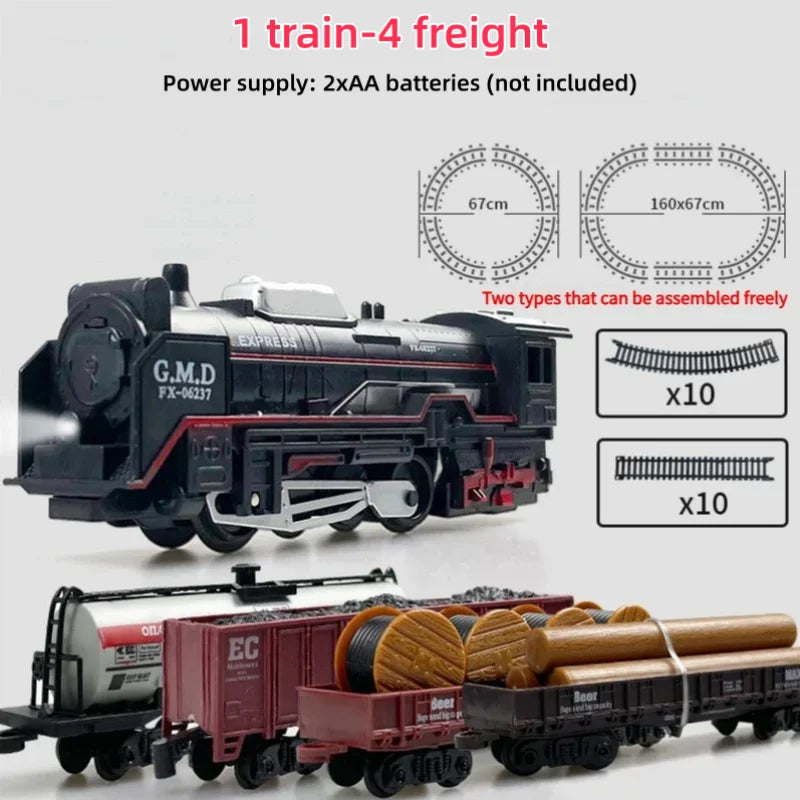 Ensemble de Train électrique avec lumières, modèle de Train de Locomotive avec entraîneur de passagers/voiture de chargement et pistes, cadeaux d'anniversaire et de noël pour enfants by LSDLBoutique.ch