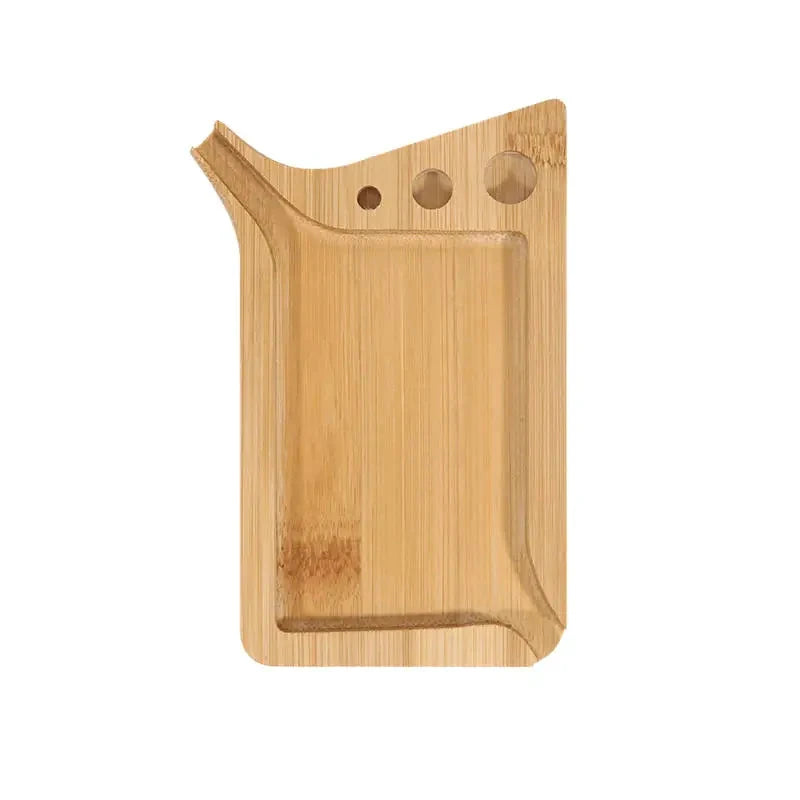 Plateau de roulage en bois clair avec rebord et trois trous en haut, pour papier et cônes