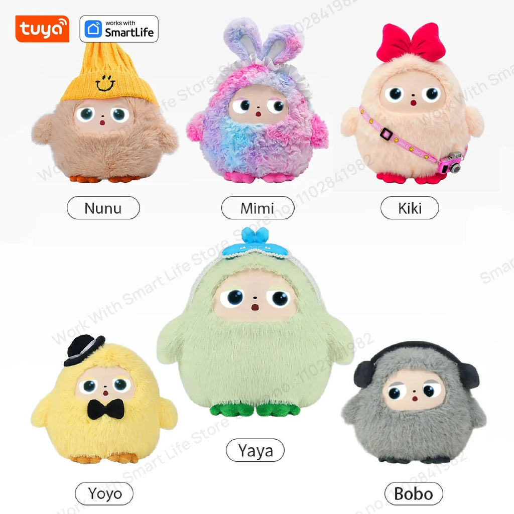 BOBO Grauer Roboter-Plüsch mit KI, LED-Augen und USB-Sprachsteuerung