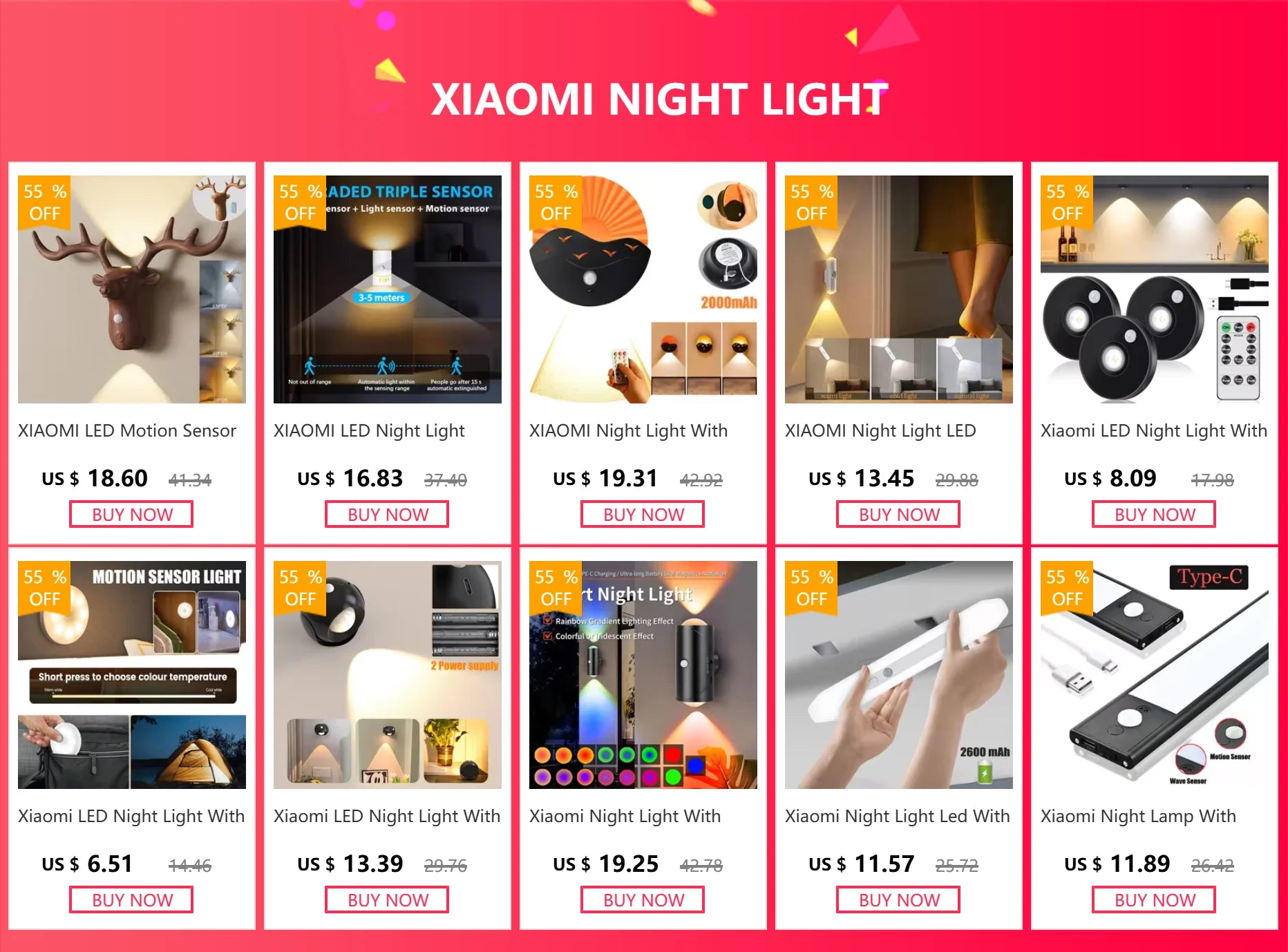 Xiaomi Wireless LED Night Light with Motion Sensor, 2000mAh