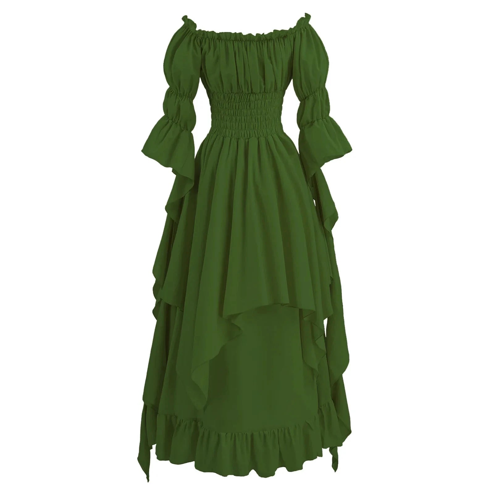 Robe longue style médiéval manches longues encolure élastique