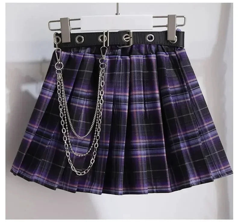 Sanrio Kuromi Kostüm Lila Faltenrock Metallkette