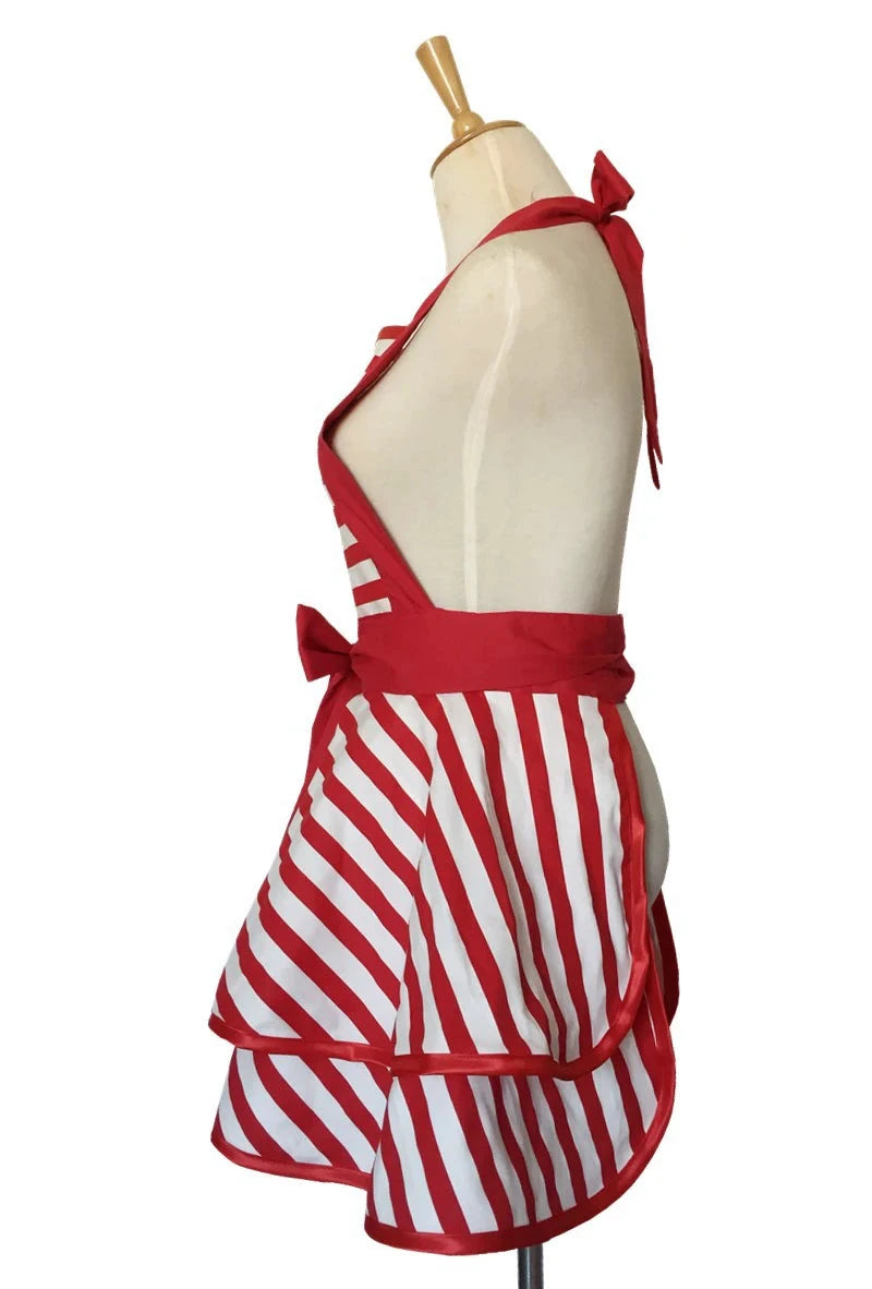 Hübsche ärmellose Küchenschürze aus Baumwolle mit verschiedenen Mustern