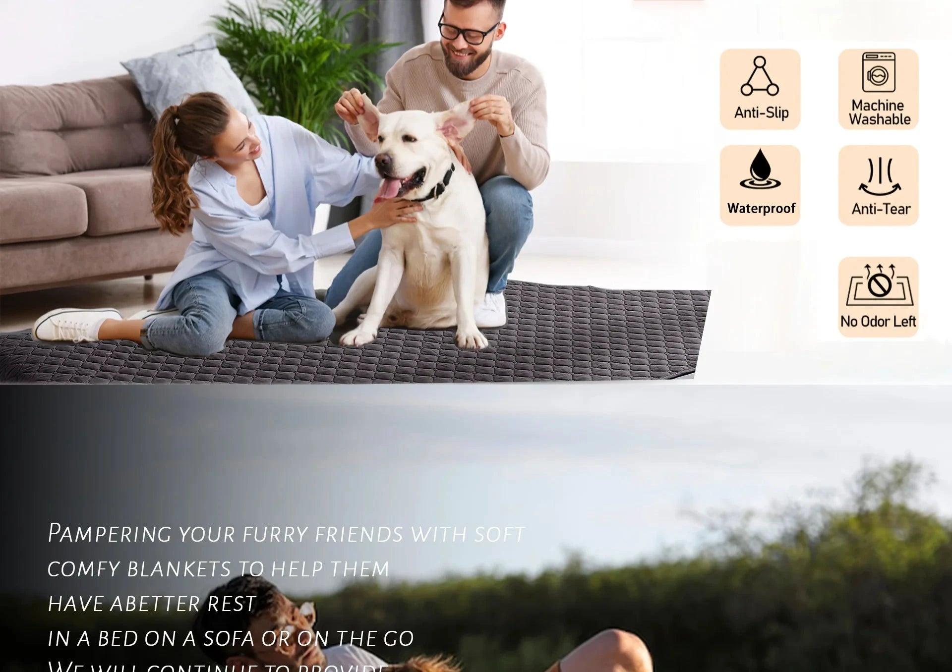Auslaufsicherer, rutschfester und wasserdichter Hundebettbezug, grau