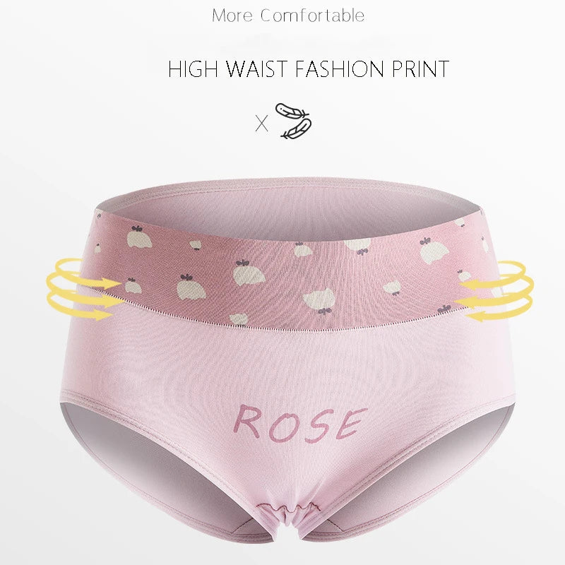 ZJX Ensemble 8 Culottes Femme Coton Respirant Taille Haute Rose Imprimé Coeurs