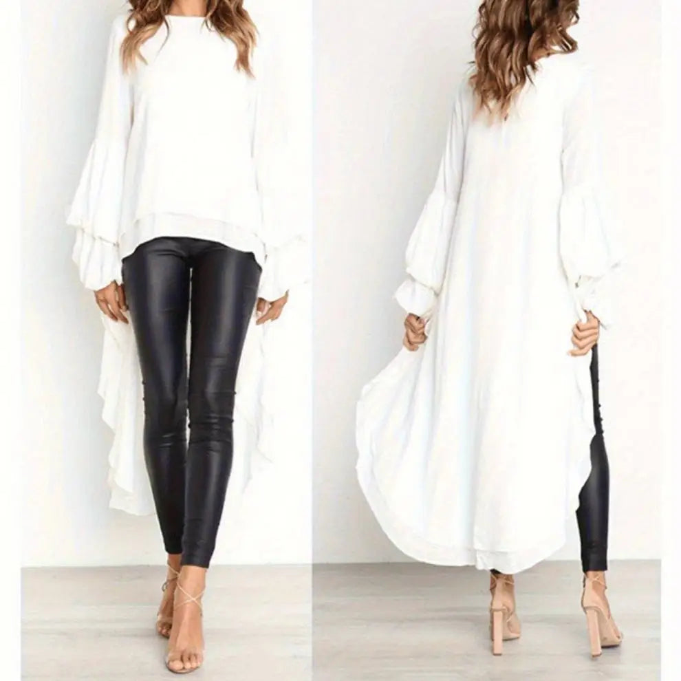 Chemise Mousseline De Soie Lurex Ourlet Asymétrique