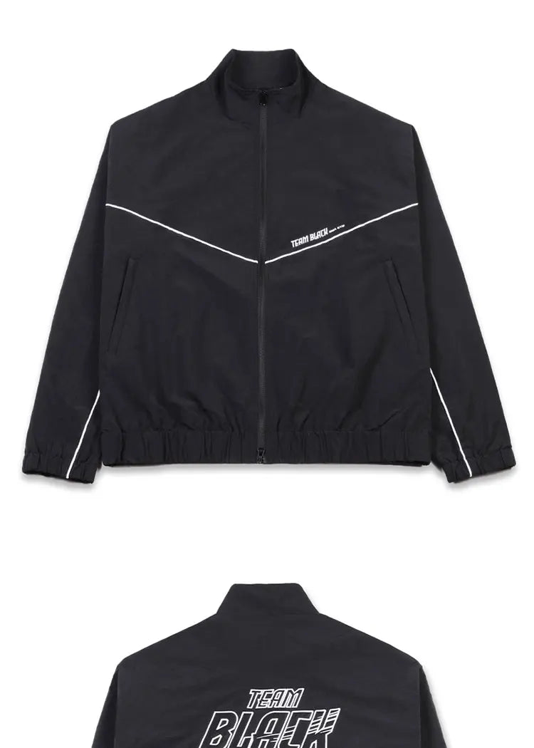 Veste Coupe-Vent Unisexe Zippée Sport Style Loose En Tissu Tatting Avec Col Montant by LSDLBoutique