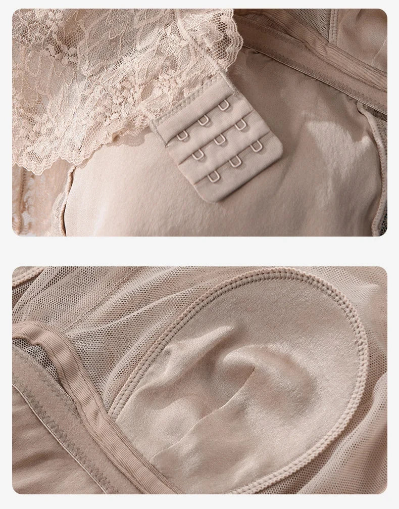 SuyaDream Kabelloser Spitzen-BH mit dünner Polsterung, Schwarz