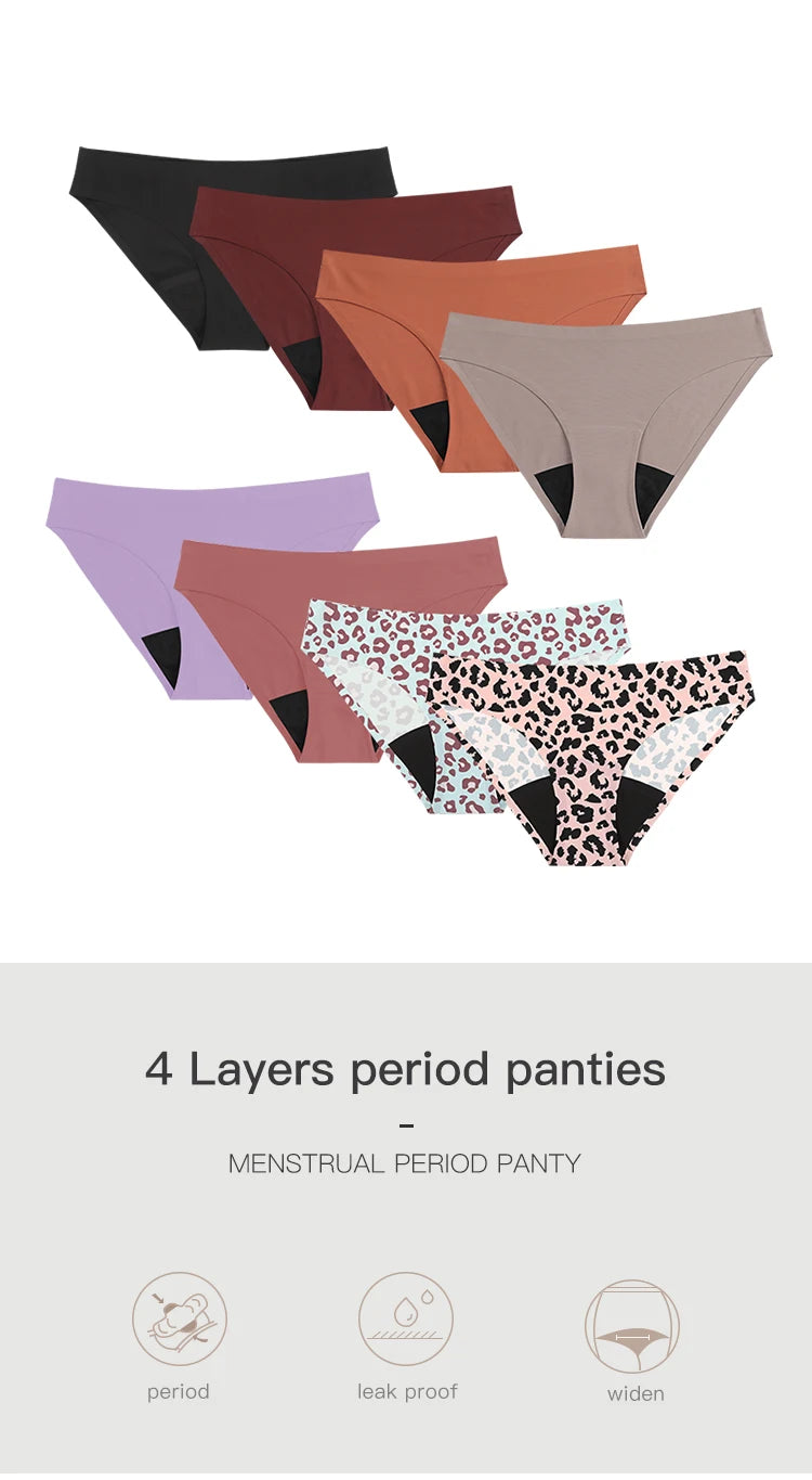 YMQJ Culotte Menstruelle Léopard Respirante Étanche 4 Couches