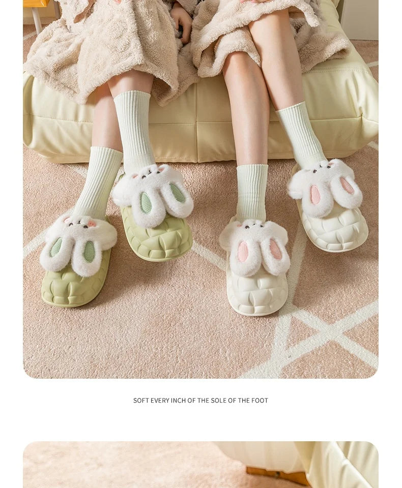 Mo Dou Pantoufles Imperméables en Peluche Unisexe Hiver