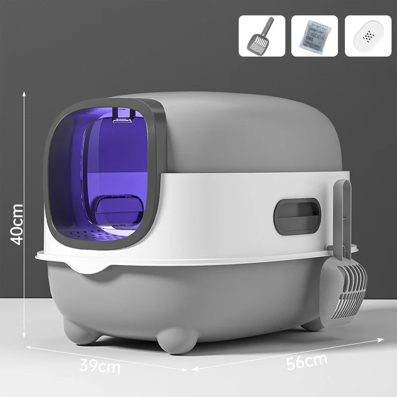 Bac À Litière Pliable Pour Chat Fermé Anti Odeurs Design Double Porte Hygiène Confort Jusqu À 7 Kg by LSDLBoutique