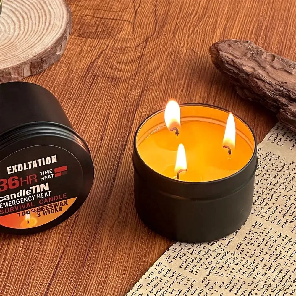 Notfall-Bienenwachskerze, drei Dochte, Pfirsichduft, 36 Stunden Brenndauer