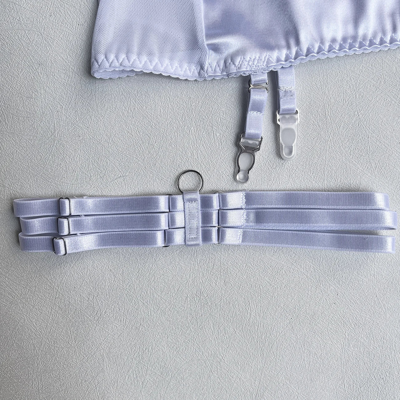 Ellolace Dessous-Set, feiner Satin und Spitze, Rot, 5-teilig