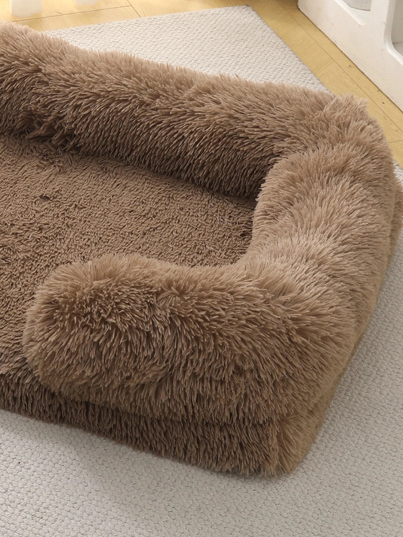 Flyffy Quadratisches Plüsch-Haustierbett, Gemütliches Grau