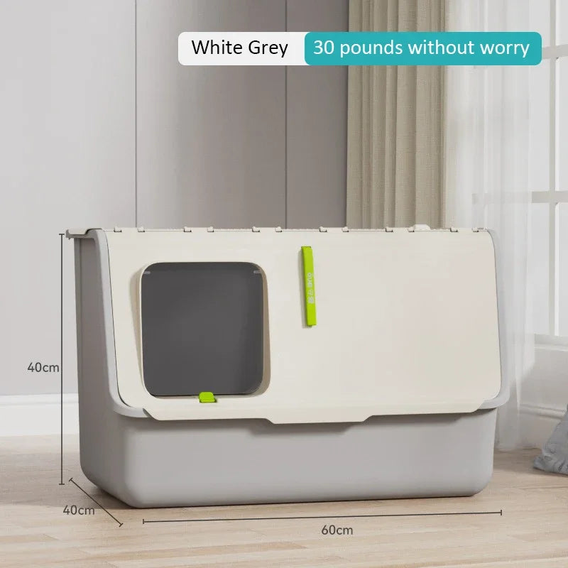 Bac À Litière Top Entry Pour Chats XXL Ferme Anti Éclaboussures Hygiène Confort Idéal by LSDLBoutique