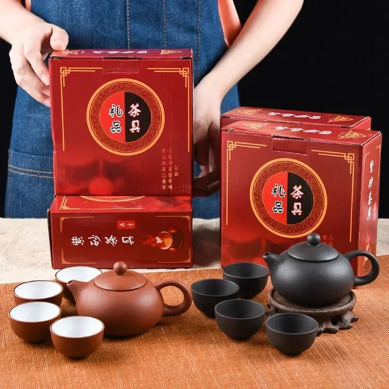 Kung-Fu-Teeservice aus Keramik – 1 Teekanne und 4 Tassen