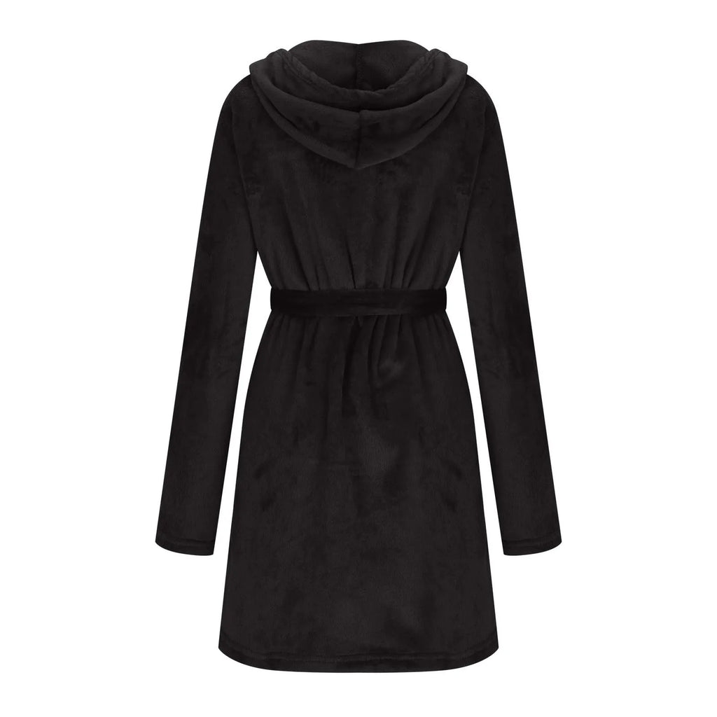 Peignoir à Capuche en Coton et Velours Côtelé Bordeaux