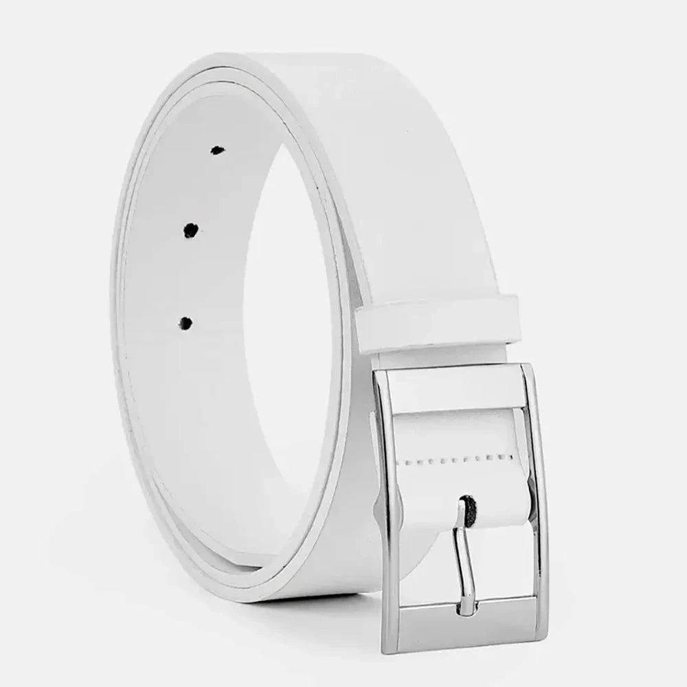 Herren-Gürtel aus ungelabeltem PU-Leder, 3 cm breit, mit Metallschnalle