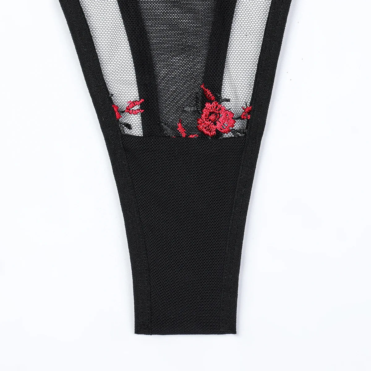 Diccvicc Korsett-Set mit floraler Spitze, Bandagen-Dessous, Schwarz Rot