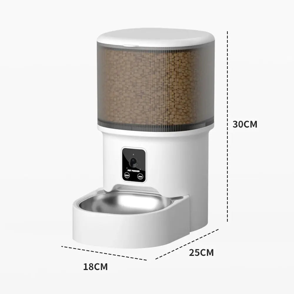 Distributeur automatique de nourriture 4L pour chat et chien, blanc avec réservoir translucide et écran LCD