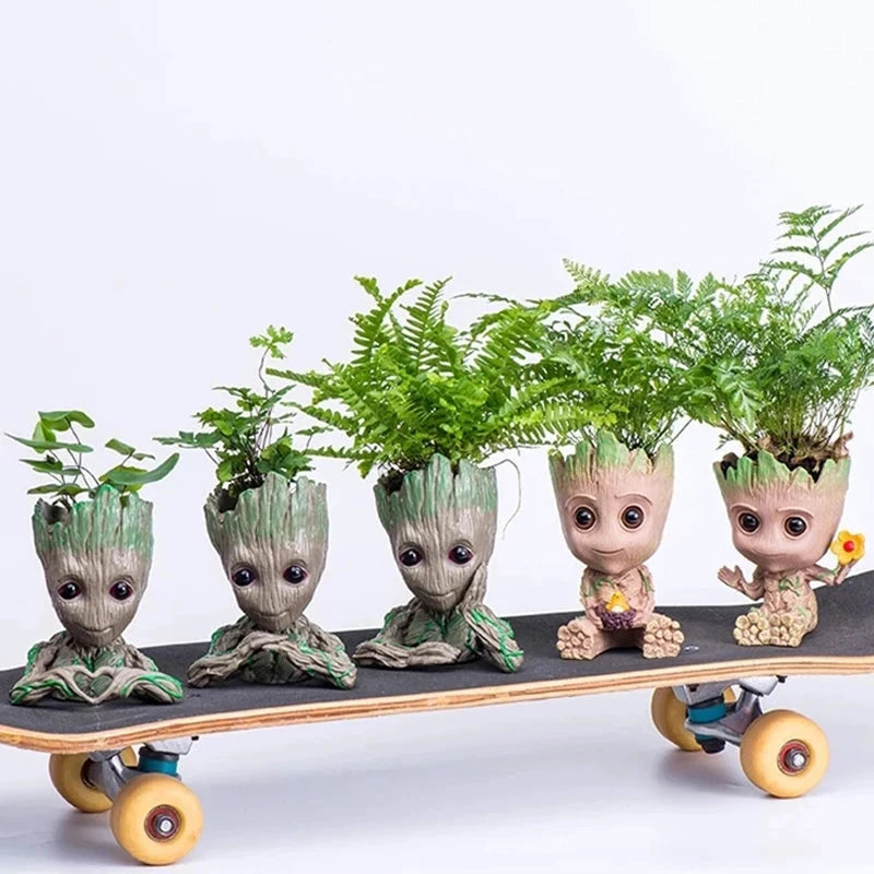 Groot Miniatur-Blumentopf aus braunem Kunststoff für Pflanzen