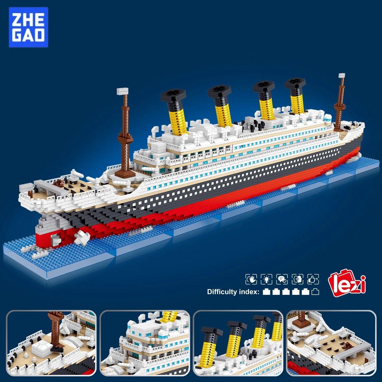 Kit Titanic Construction Pour Enfants Croisière Soleil 4404 Pièces Mini Briques Modèle Décoration Bureau Cadeau Noël by LSDLBoutique.ch