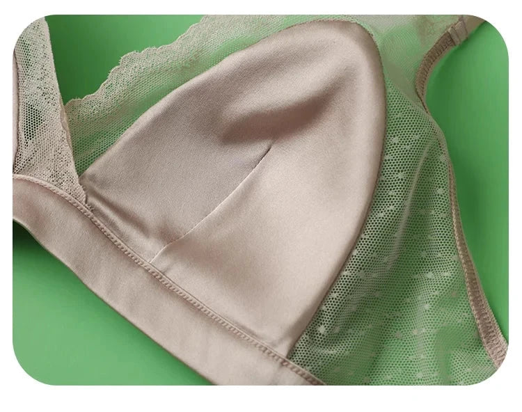 SuyaDream Kabelloser Triangel-BH aus rosa Seide